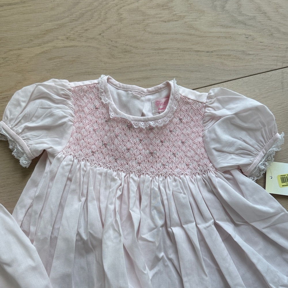 NWT 6 months- Pink Smocked Baby Dress with Bloomers - Picture 2 of 4